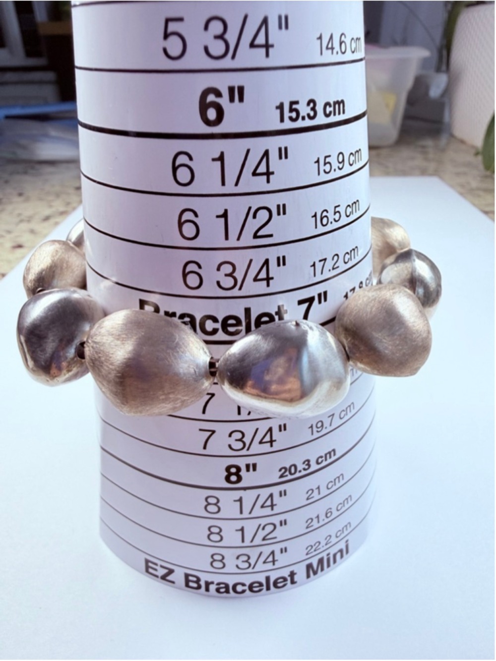 Avant Garde Large Pebble Nugget Polished & Matte Bead Sterling 950 Bracelet - Picture 11 of 12